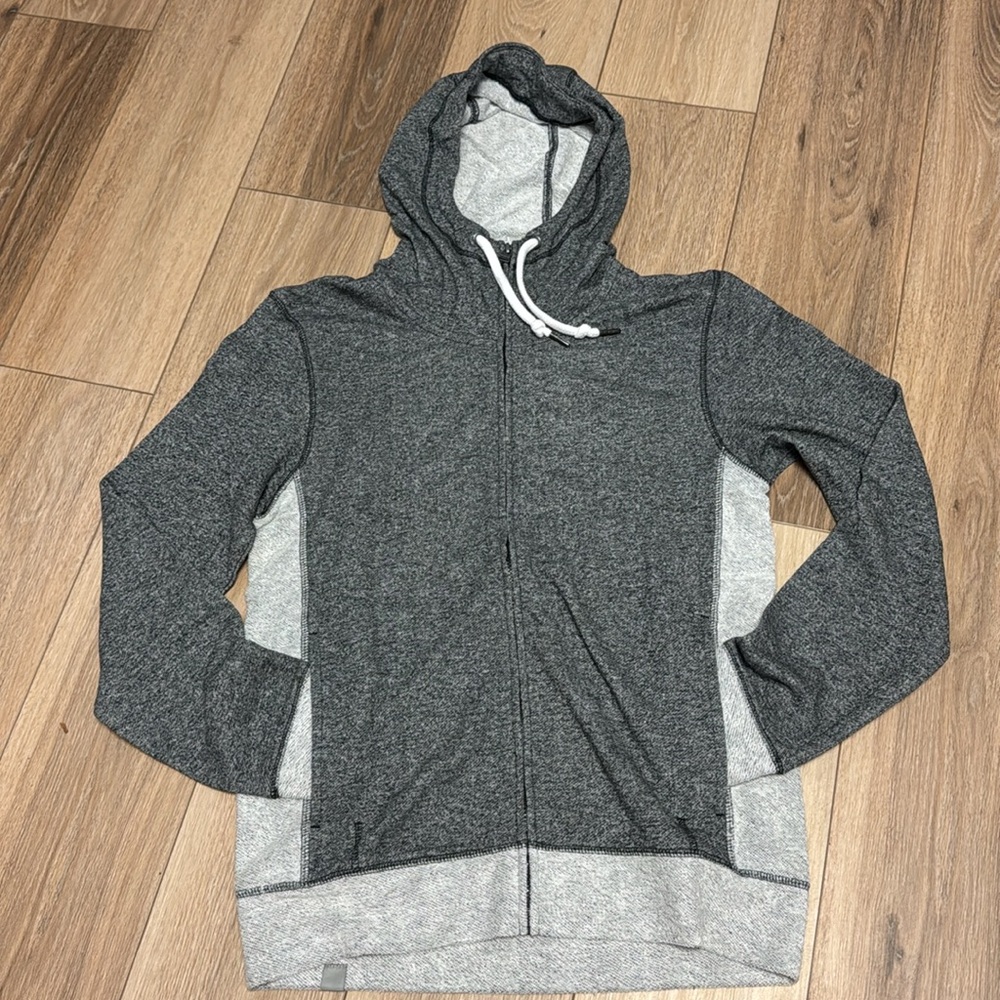 BENCH M NWT DARK & LIGHT GRAY TERRY KNIT ZIPPER HOODED THUMBHOLE JACKET